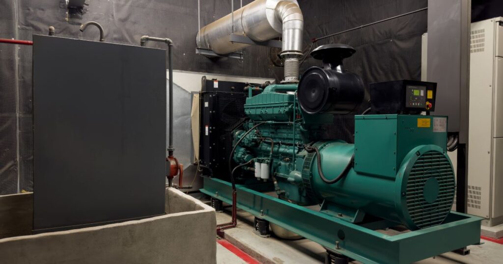 Backup generator installed at a mission-critical facility for emergency power during outages